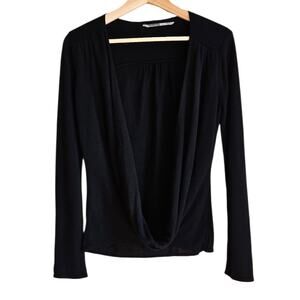 Athleta Open Front Draped Cashmere Sweater Black Women's Small